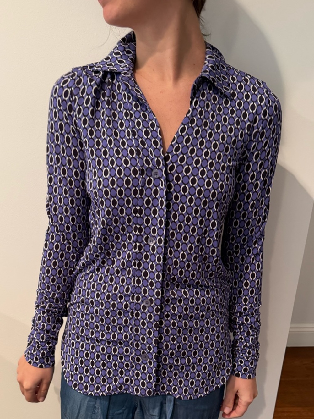 Bogner Purple Geometric Button-Down Shirt